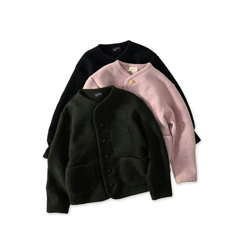 Boiled Wool Knit Tyrolean Cardigan