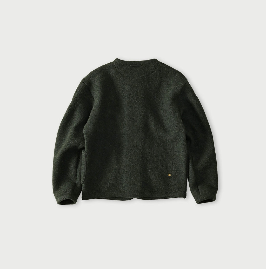 Boiled Wool Knit Tyrolean Cardigan Back