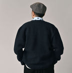 Boiled Wool Knit Tyrolean Cardigan Male Model