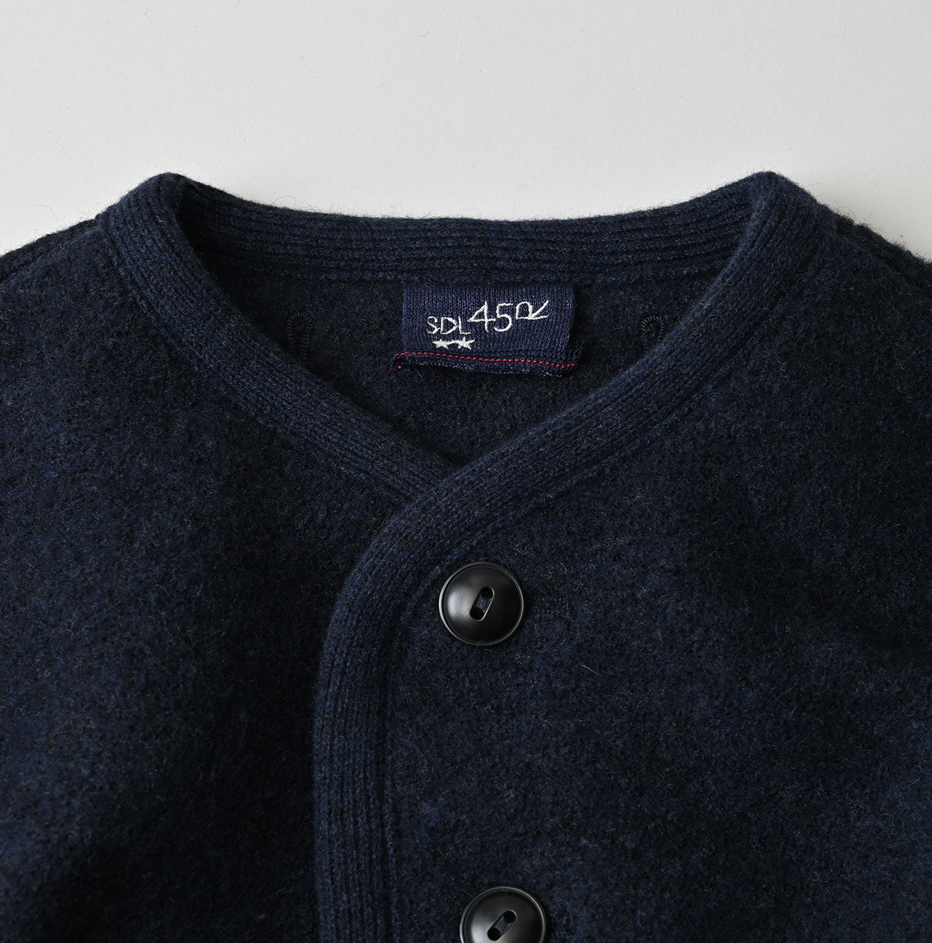 Boiled Wool Knit Tyrolean Cardigan Detail