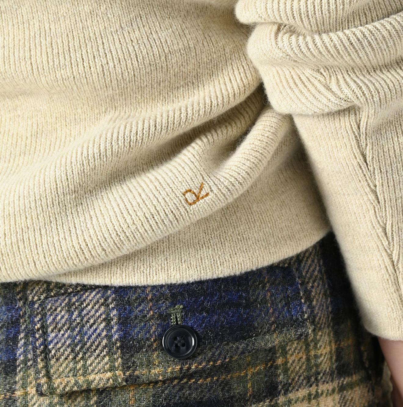 US Float Boiled Wool Ribbed Turtle Detail