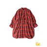 ONEONE Iroiro Indian Flannel Frill Tunic Red x Gray Check