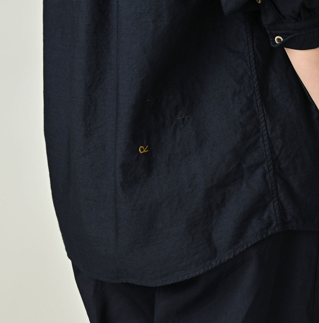 Indigo Supima OX Petit Collar Long Sleeve Coupé Shirt Detail