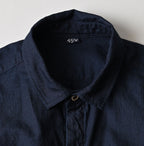 Indigo Supima OX Petit Collar Long Sleeve Coupé Shirt Detail