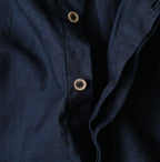 Indigo Supima OX Petit Collar Long Sleeve Coupé Shirt Detail