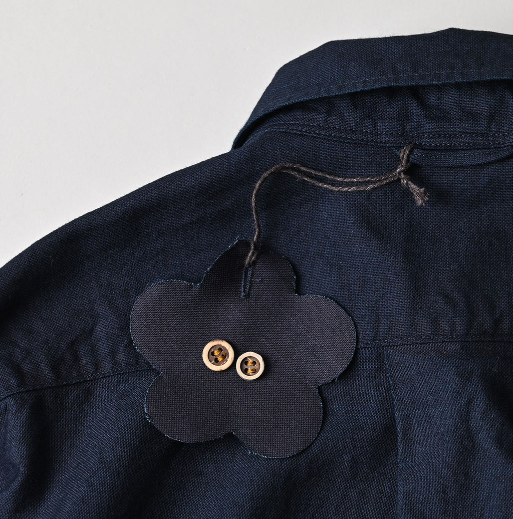 Indigo Supima OX Petit Collar Long Sleeve Coupé Shirt Detail