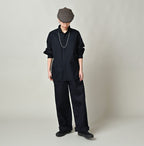 Indigo Supima OX Petit Collar Long Sleeve Coupé Shirt Female Model