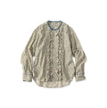 Ivy Flower Print Frill Blouse Blue