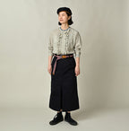 Ivy Flower Print Frill Blouse Female Model