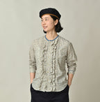 Ivy Flower Print Frill Blouse Female Model