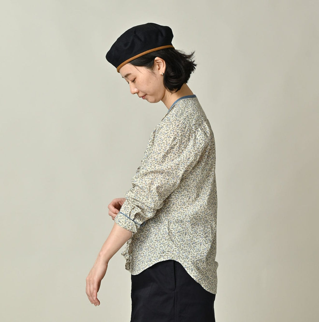 Ivy Flower Print Frill Blouse Female Model