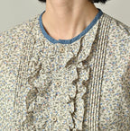 Ivy Flower Print Frill Blouse Detail