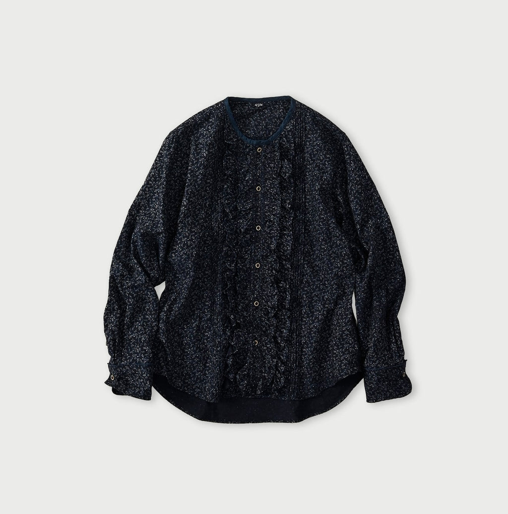 Indigo Ivy Flower Print Frill Blouse