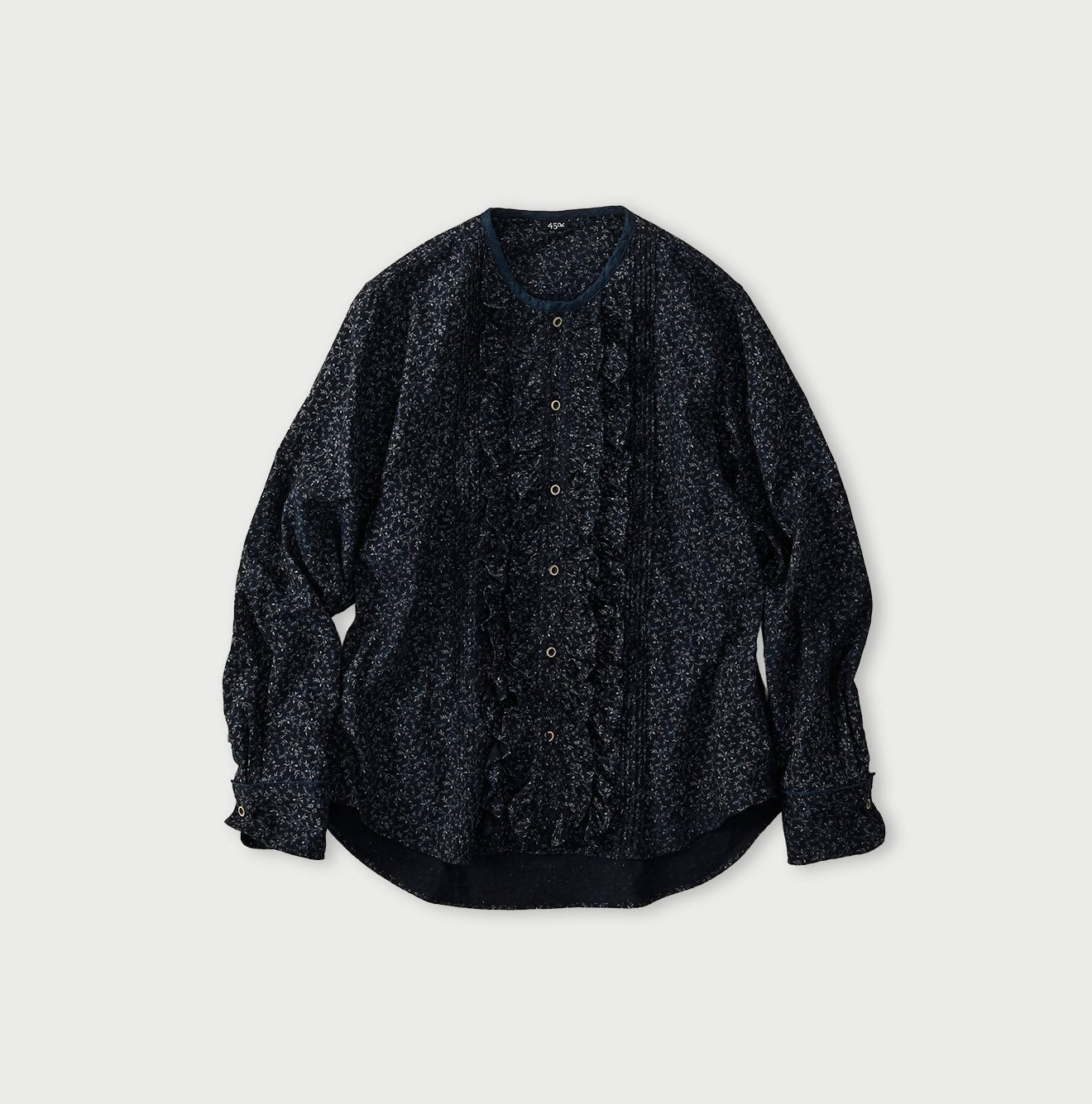 Indigo Ivy Flower Print Frill Blouse