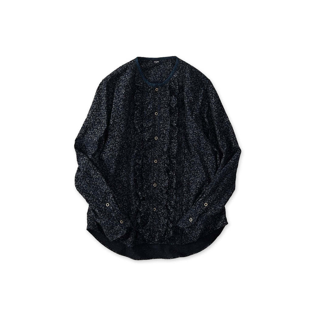 Indigo Ivy Flower Print Frill Blouse
