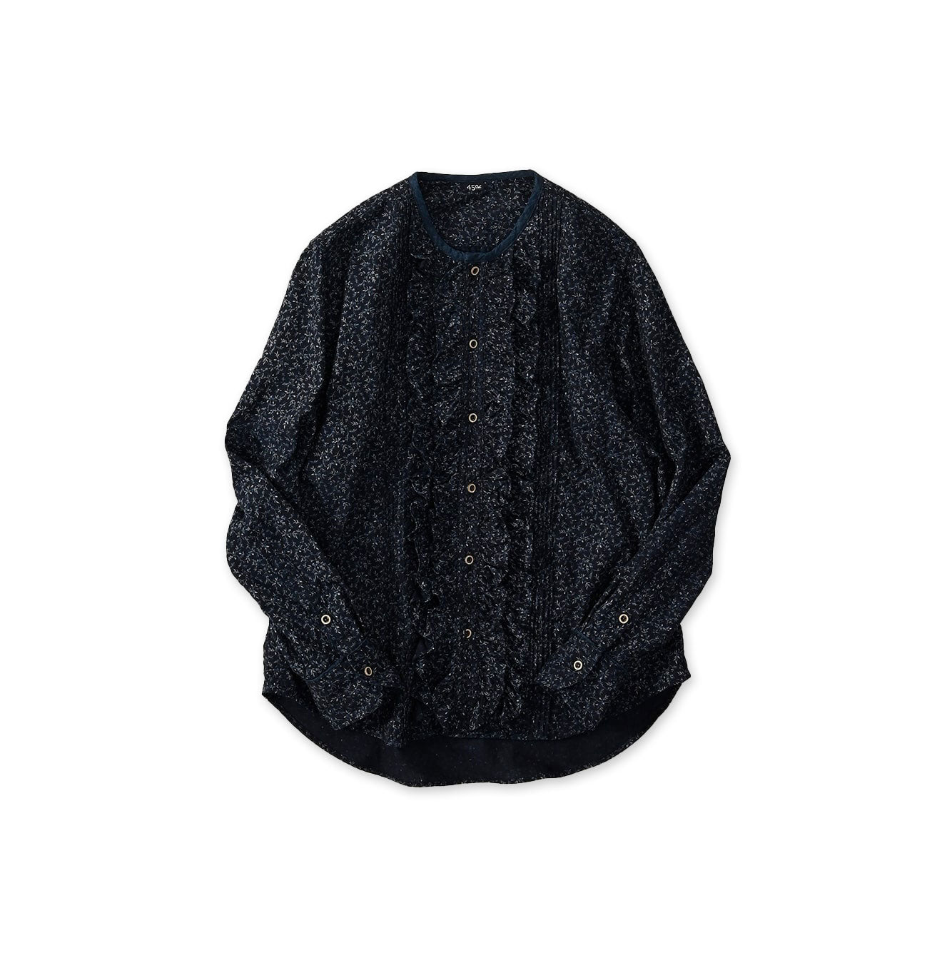 Indigo Ivy Flower Print Frill Blouse