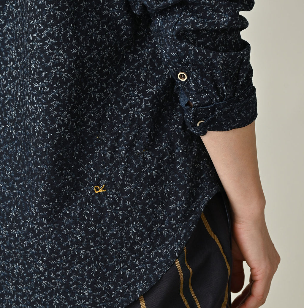 Indigo Ivy Flower Print Frill Blouse Detail