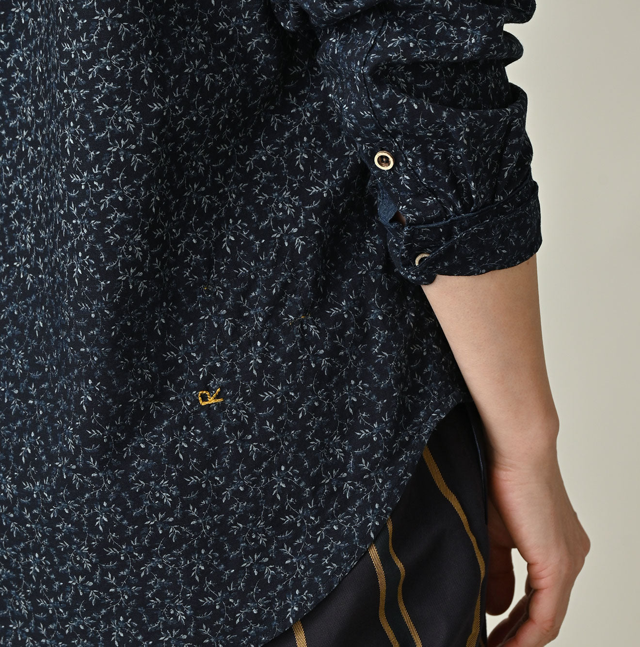 Indigo Ivy Flower Print Frill Blouse Detail