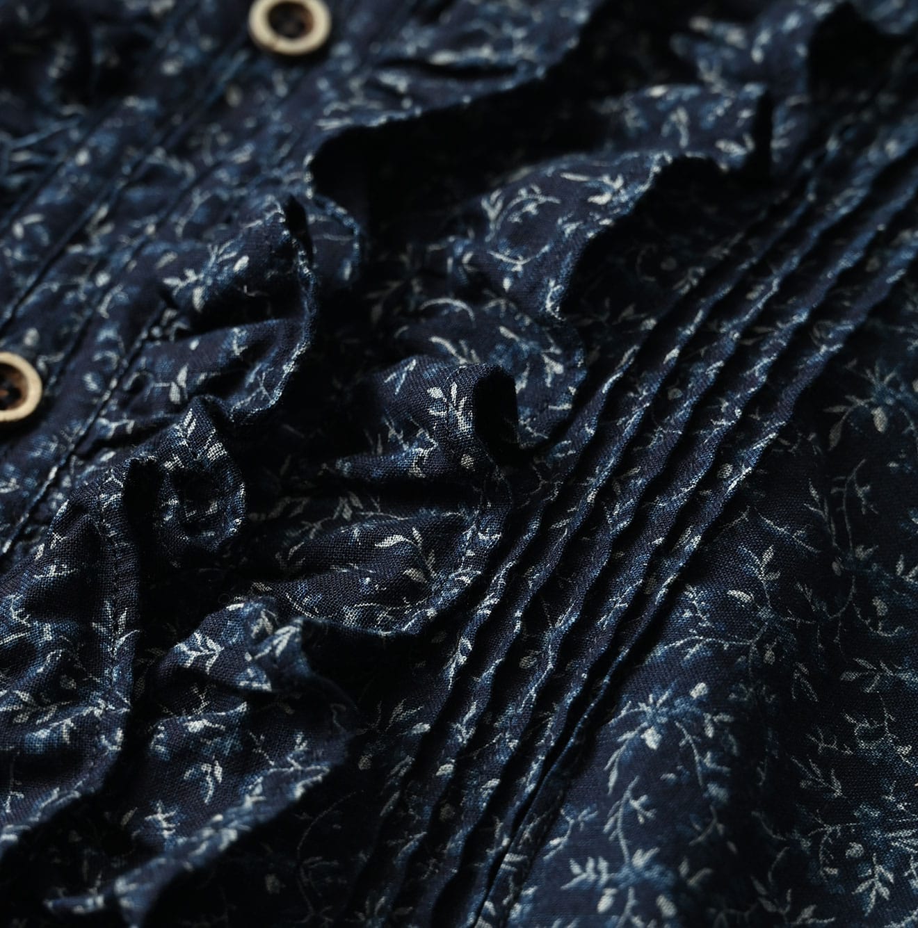 Indigo Ivy Flower Print Frill Blouse Detail