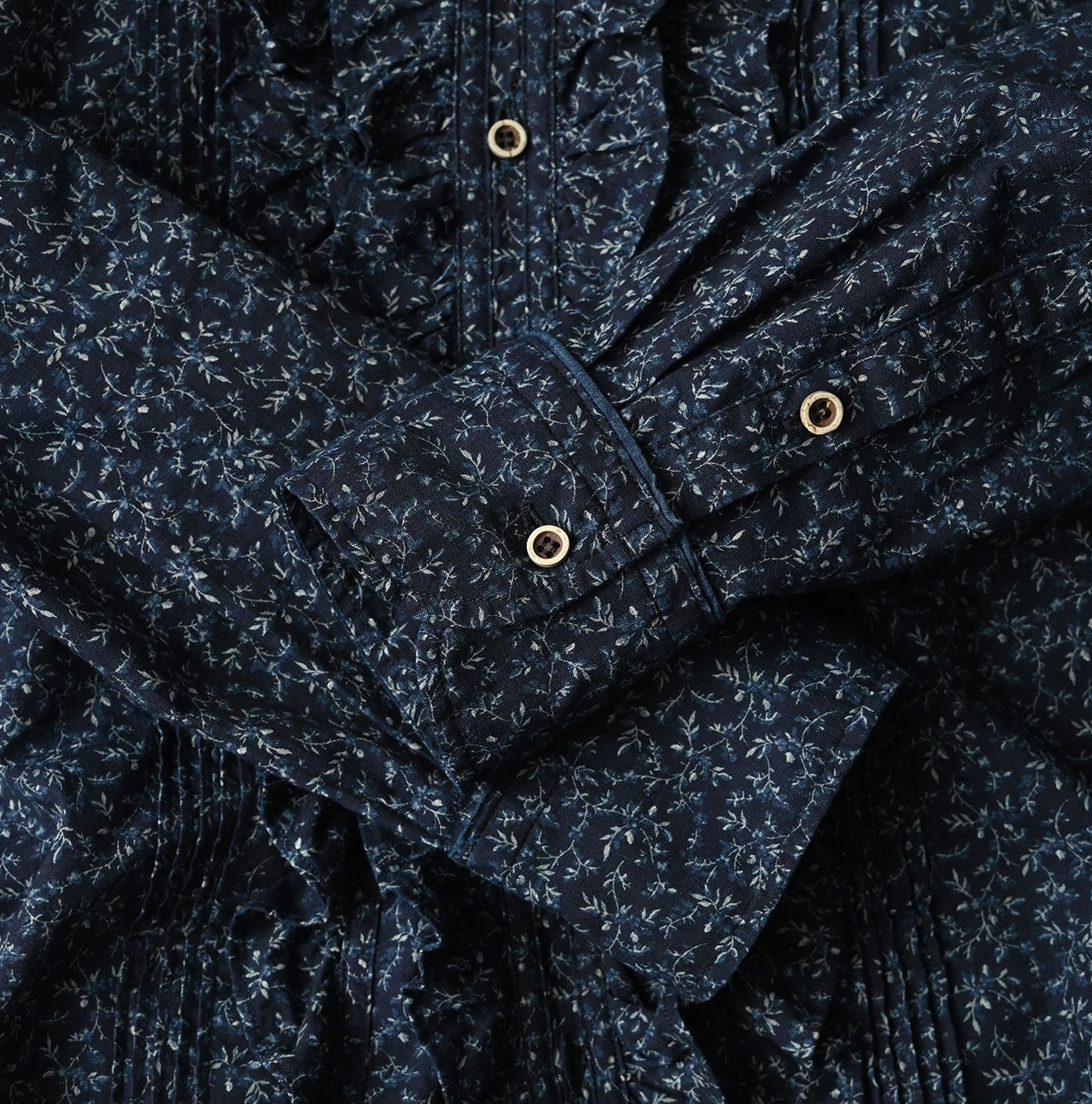 Indigo Ivy Flower Print Frill Blouse Detail