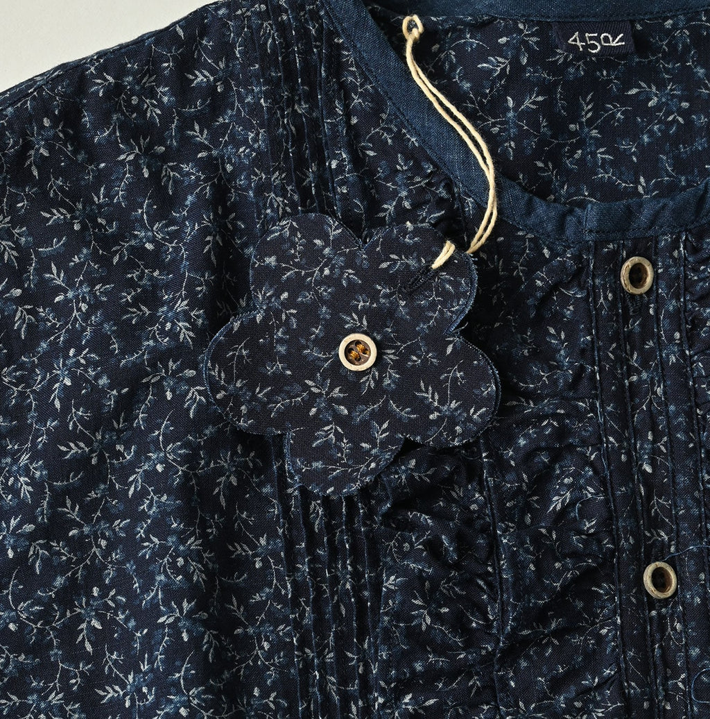 Indigo Ivy Flower Print Frill Blouse Detail
