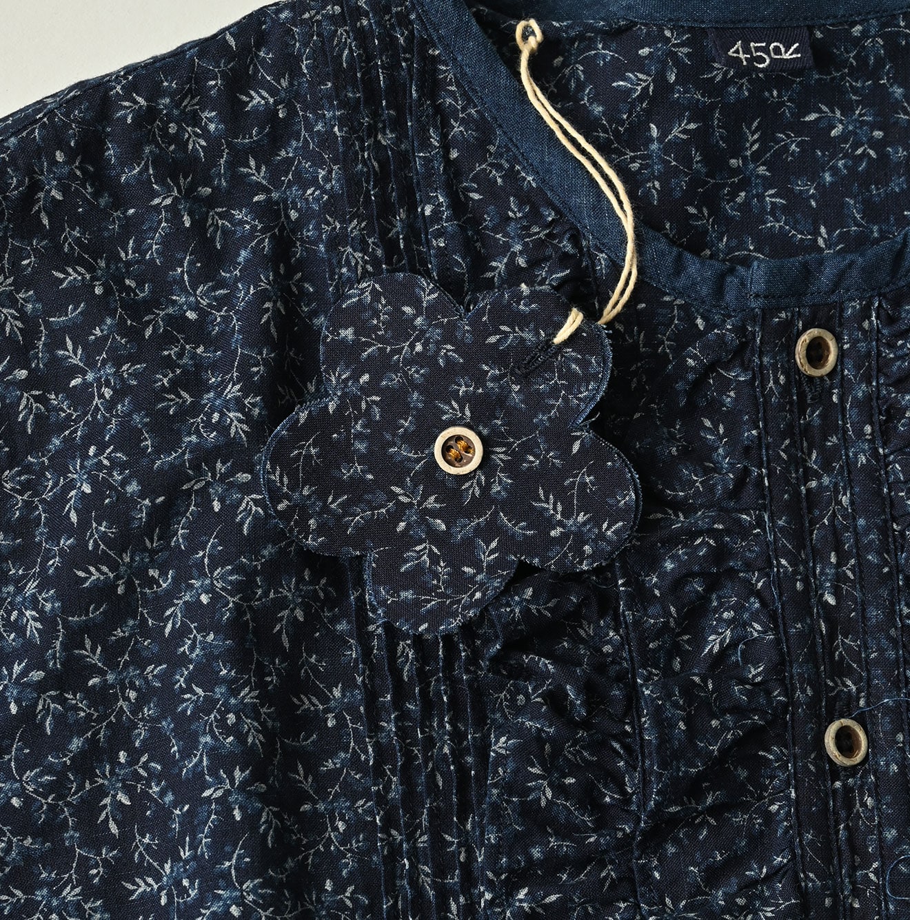 Indigo Ivy Flower Print Frill Blouse Detail