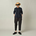Indigo Ivy Flower Print Frill Blouse Detail Female Model