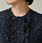 Indigo Ivy Flower Print Frill Blouse Detail