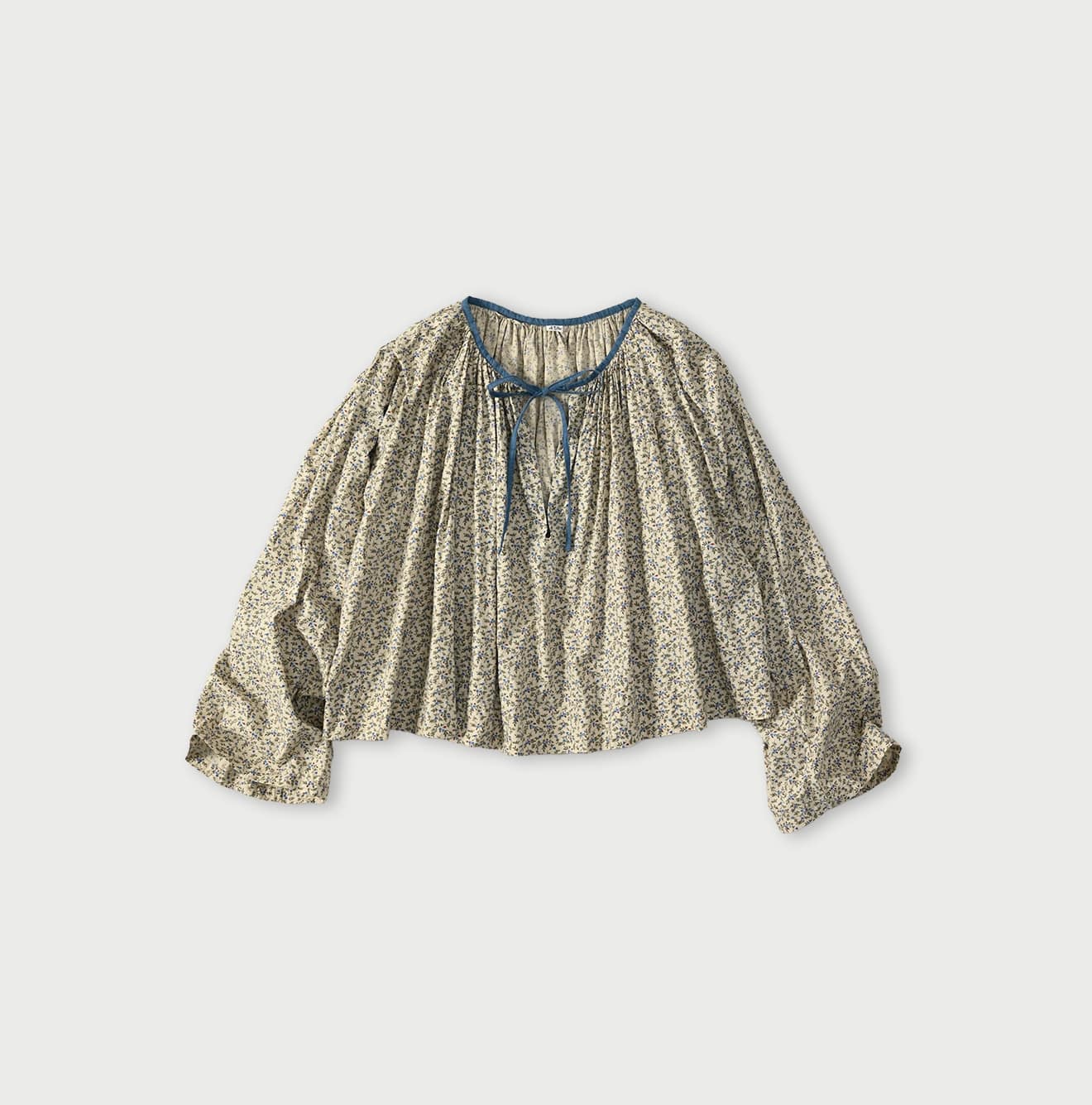 Ivy Flower Print Chou Chou Smock Blouse Blue