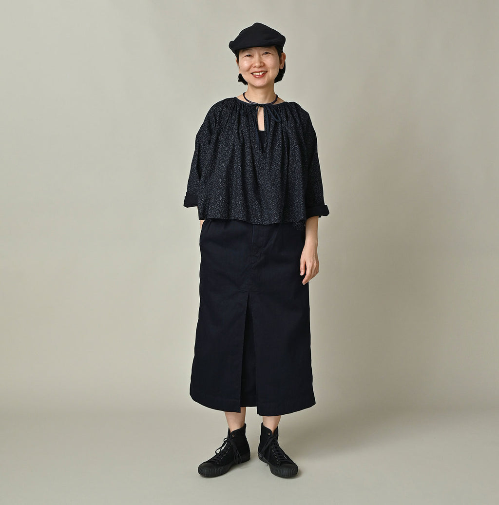 Indigo Ivy Flower Print Chou Chou Smock Blouse Female Model