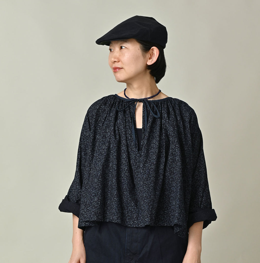 Indigo Ivy Flower Print Chou Chou Smock Blouse Female Model