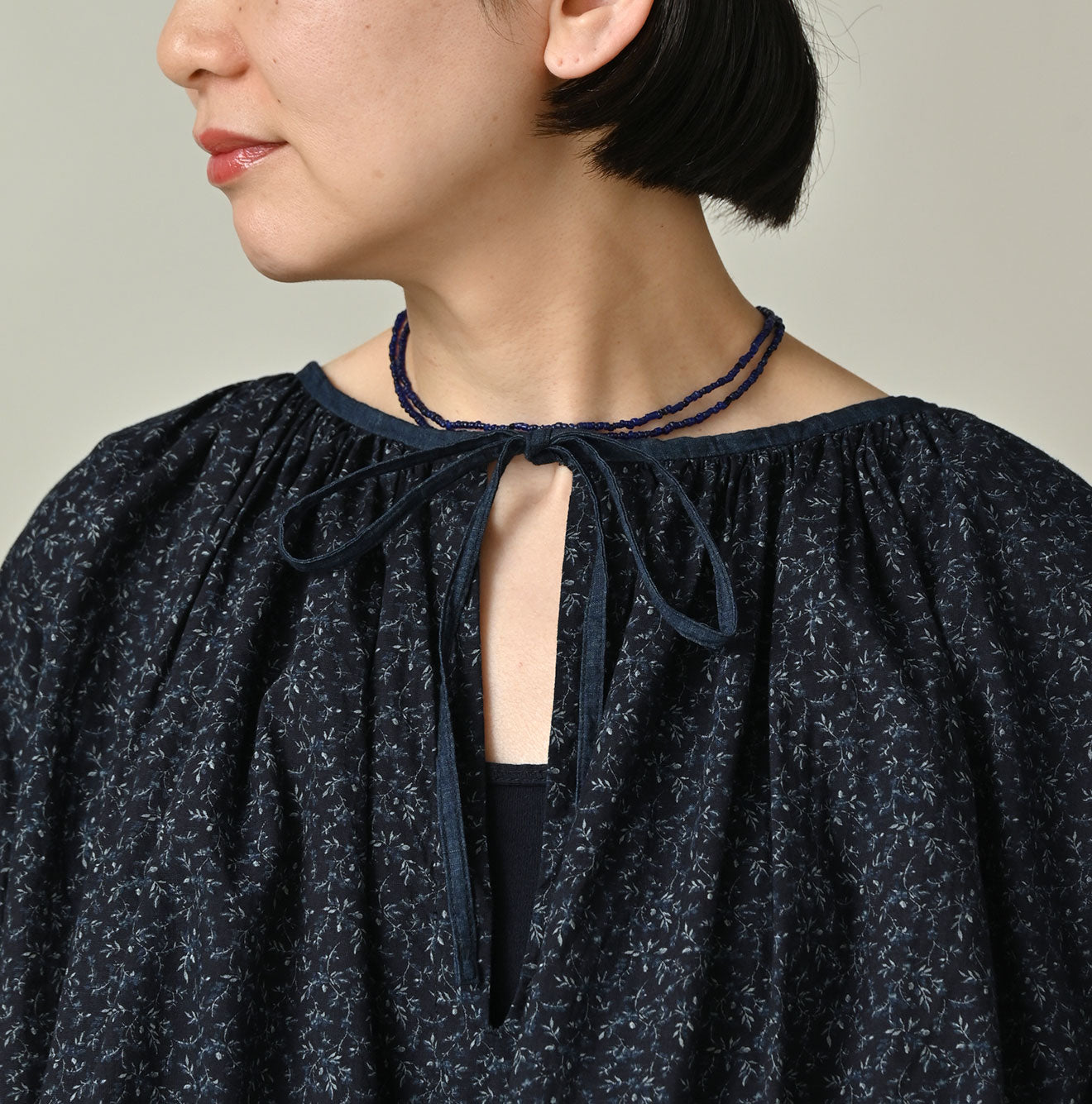 Indigo Ivy Flower Print Chou Chou Smock Blouse Detail