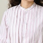 No.180 Miko Tuck Blouse Pink Stripes Detail