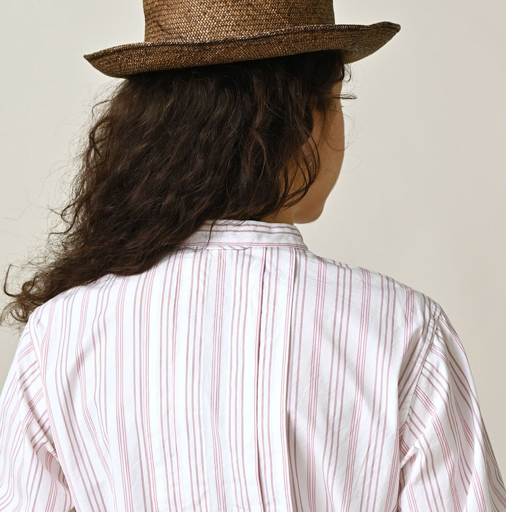 No.180 Miko Tuck Blouse Pink Stripes Detail