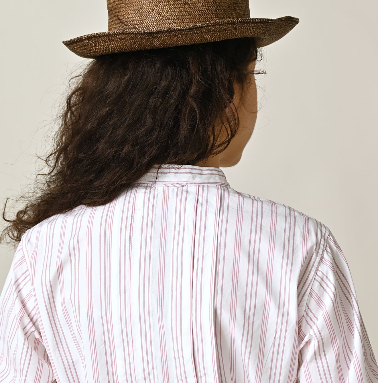 No.180 Miko Tuck Blouse Pink Stripes Detail