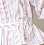 No.180 Miko Tuck Blouse Pink Stripes Detail