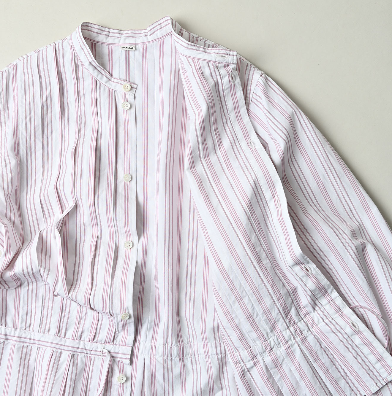 No.180 Miko Tuck Blouse Pink Stripes Detail