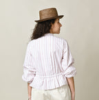 No.180 Miko Tuck Blouse Pink Stripes Female Model