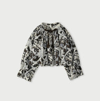 Indian Khadi Flower Sarasa Print Chou Chou Smock Blouse