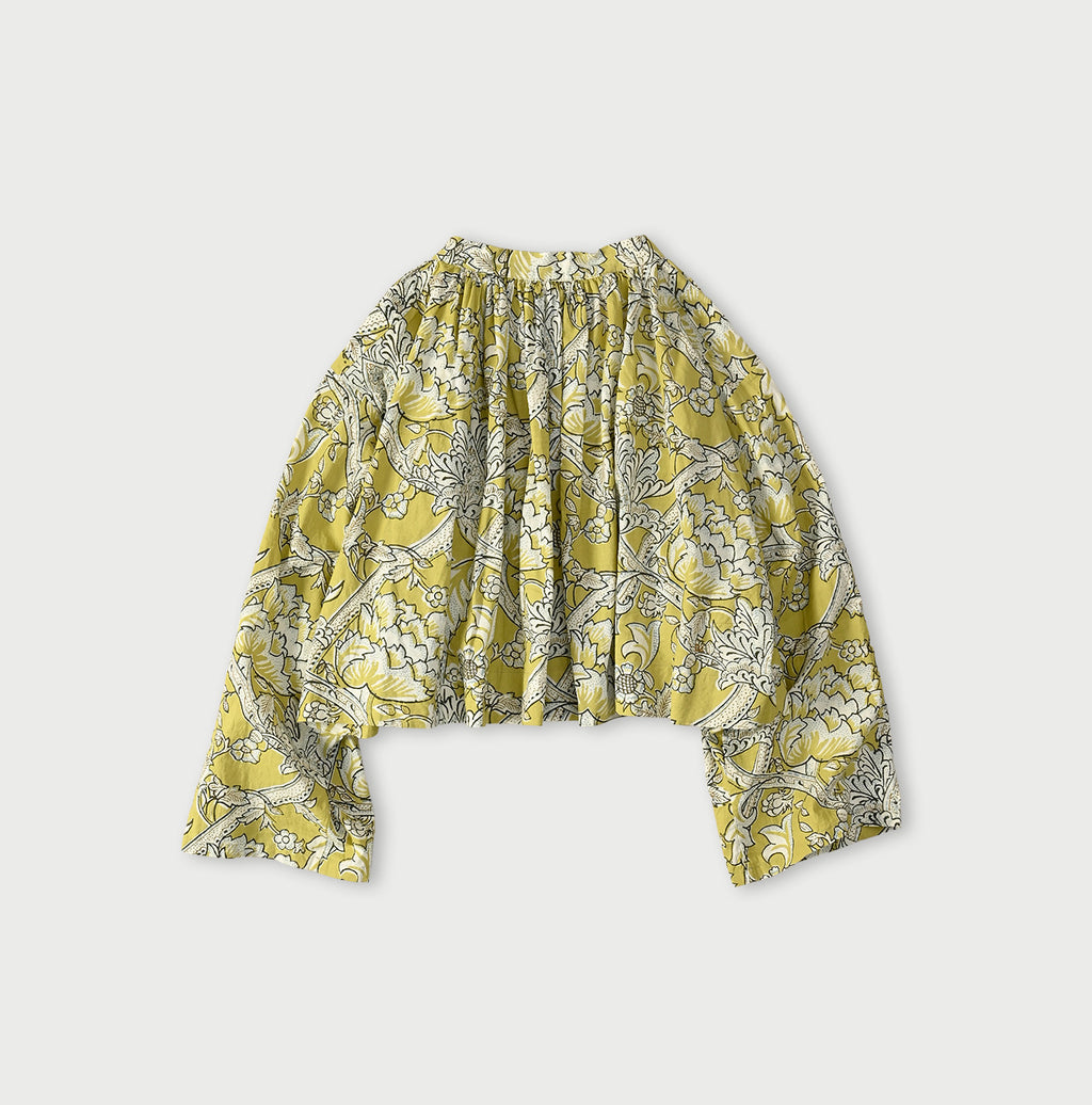 Indian Khadi Flower Sarasa Print Chou Chou Smock Blouse Back