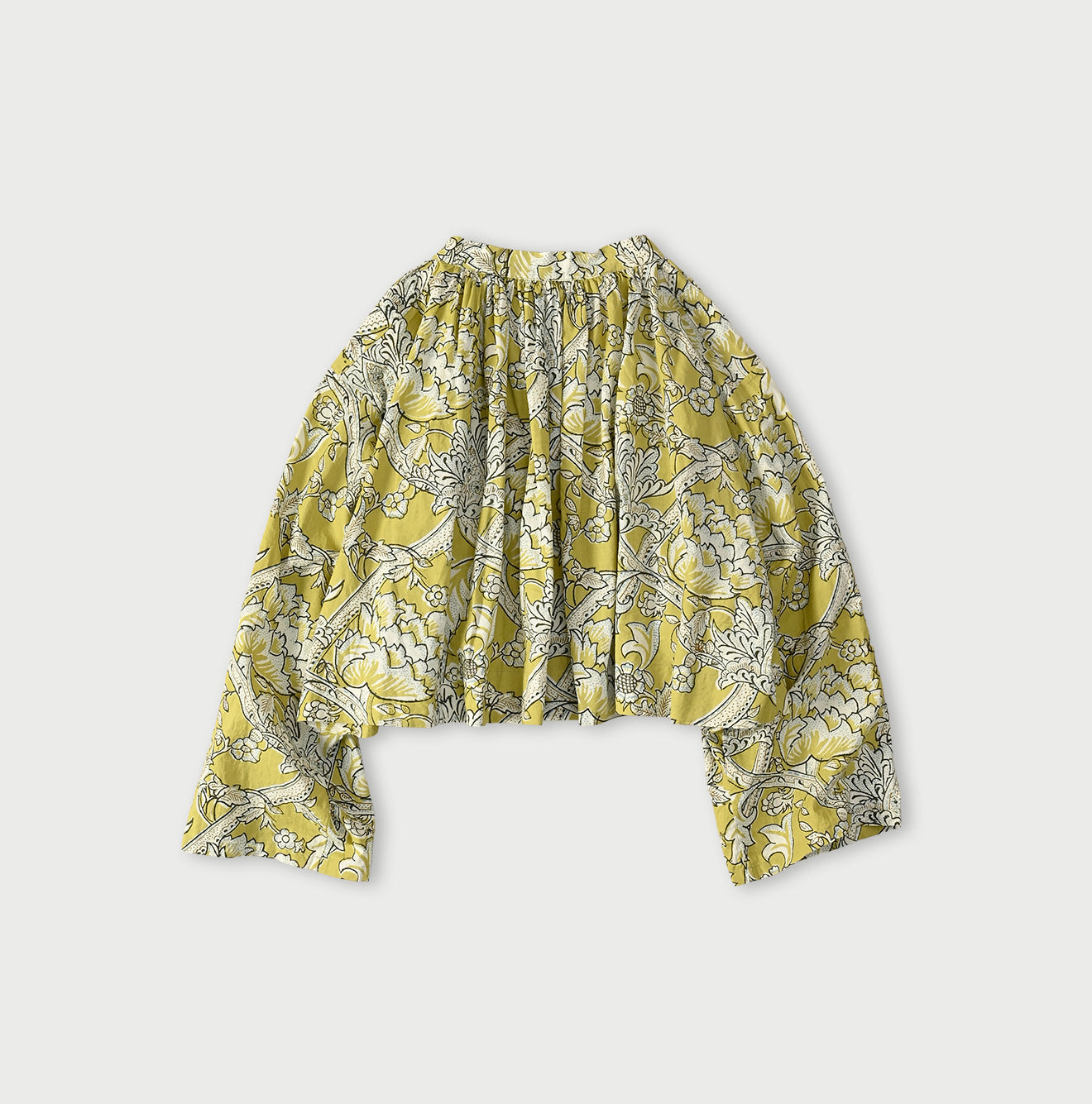 Indian Khadi Flower Sarasa Print Chou Chou Smock Blouse Back