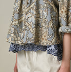 Indian Khadi Flower Sarasa Print Chou Chou Smock Blouse Detail