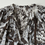 Indian Khadi Flower Sarasa Print Chou Chou Smock Blouse Detail