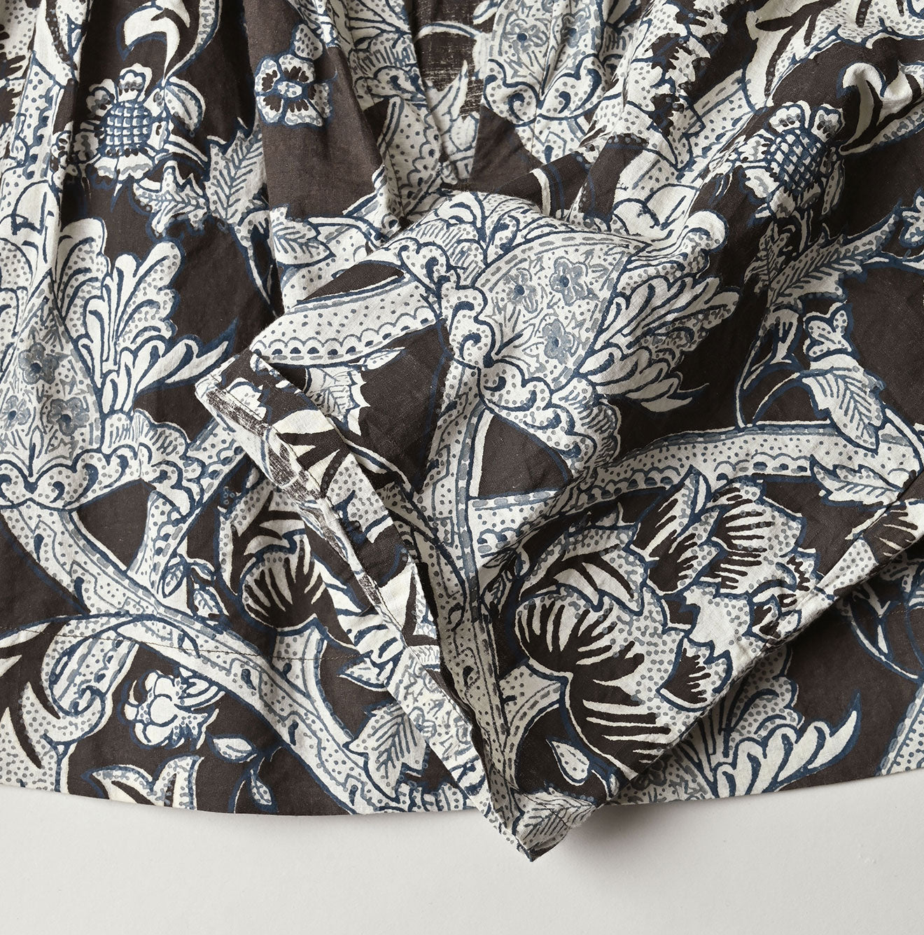 Indian Khadi Flower Sarasa Print Chou Chou Smock Blouse Detail