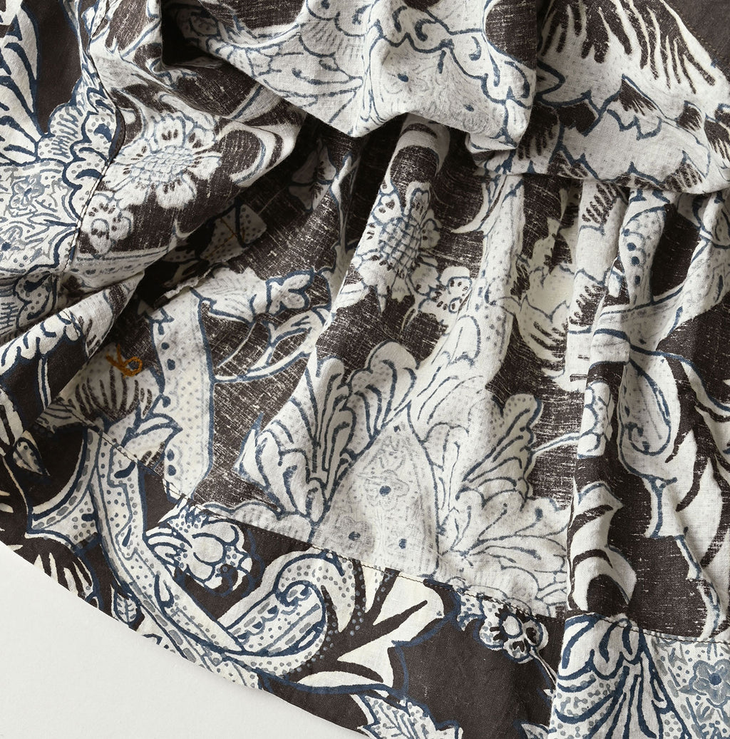 Indian Khadi Flower Sarasa Print Chou Chou Smock Blouse Detail