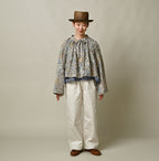 Indian Khadi Flower Sarasa Print Chou Chou Smock Blouse Female Model