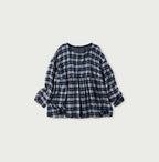 Indigo Fuwafuwa Double Woven Tiered Blouse