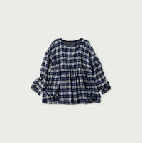Indigo Fuwafuwa Double Woven Tiered Blouse