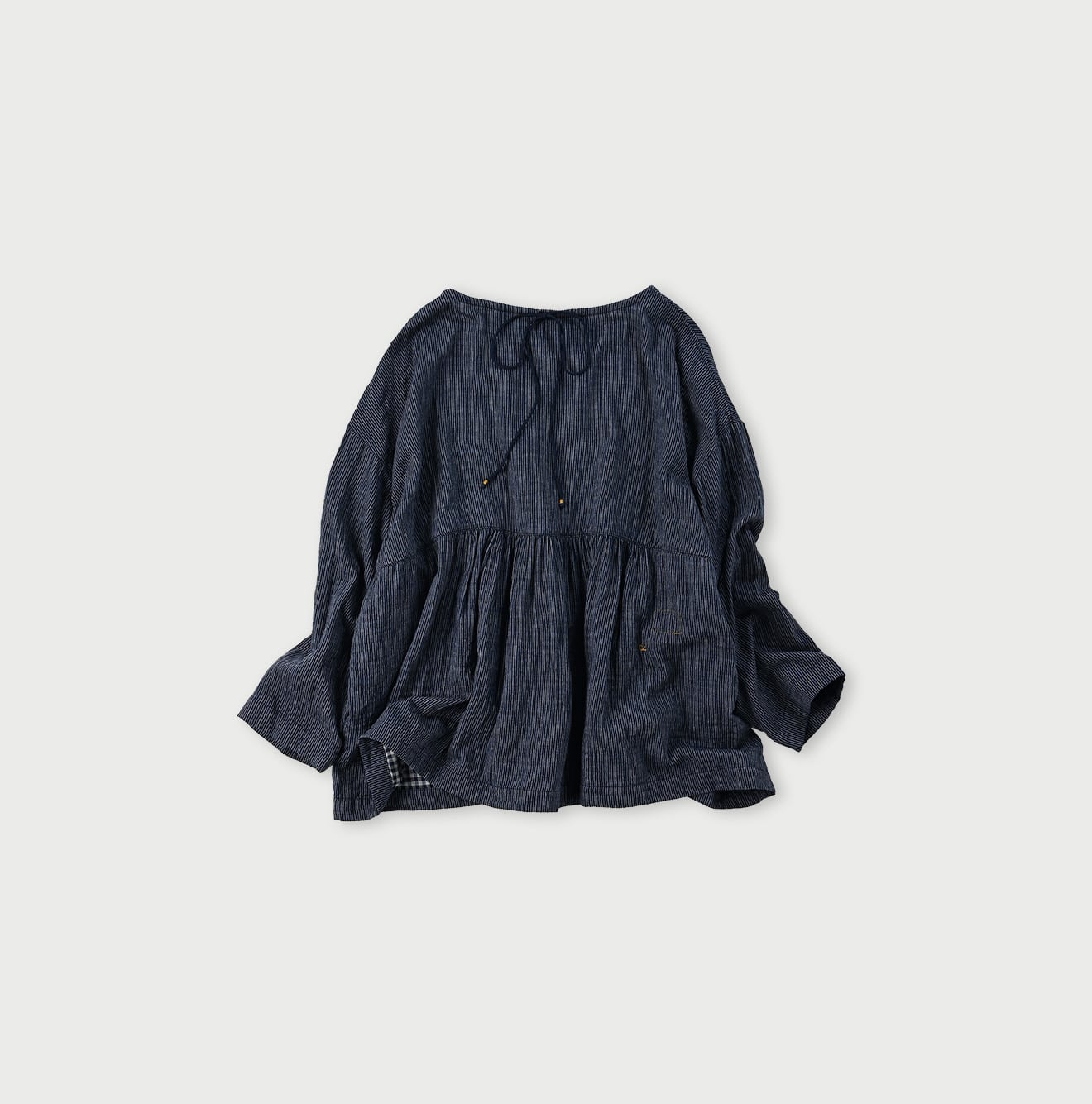 Indigo Fuwafuwa Double Woven Tiered Blouse Back