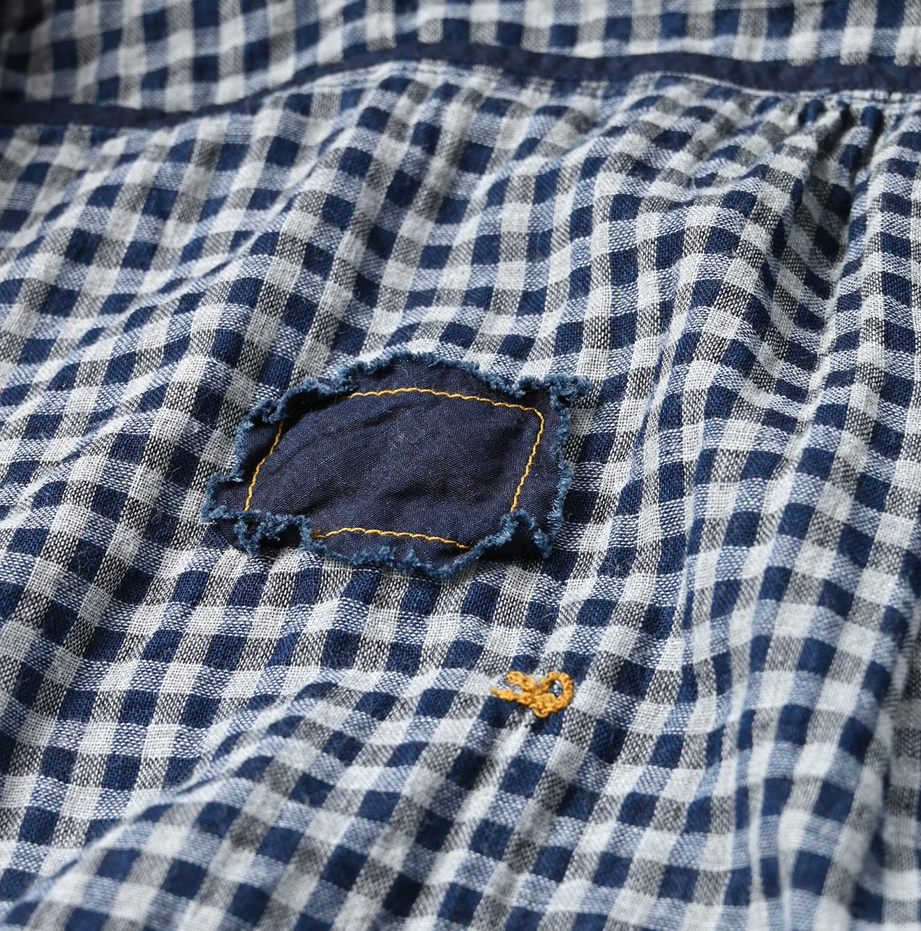 Indigo Fuwafuwa Double Woven Tiered Blouse Detail